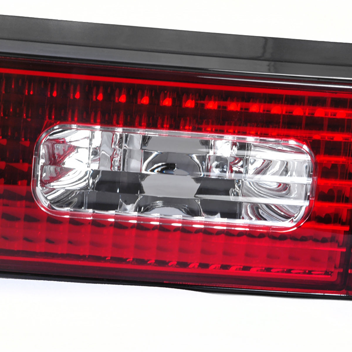 1989-1994 Nissan 240SX S13 Hatchback Tail Lights & Center Trunk Light (Chrome Housing/Red Clear Lens)