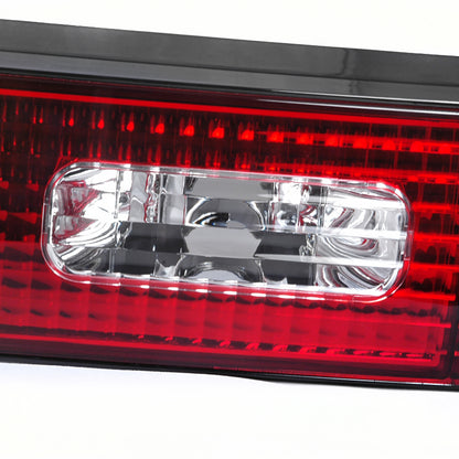 1989-1994 Nissan 240SX S13 Hatchback Tail Lights & Center Trunk Light (Chrome Housing/Red Clear Lens)