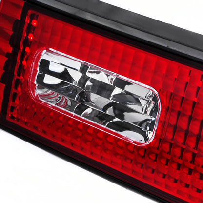 1989-1994 Nissan 240SX S13 Hatchback Tail Lights & Center Trunk Light (Chrome Housing/Red Clear Lens)