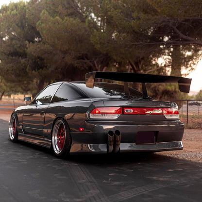 1989-1994 Nissan 240SX S13 Hatchback Tail Lights & Center Trunk Light (Chrome Housing/Red Clear Lens)