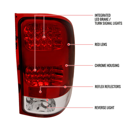 2007-2014 GMC Sierra LED Tail Lights (Chrome Housing/Red Clear Lens)