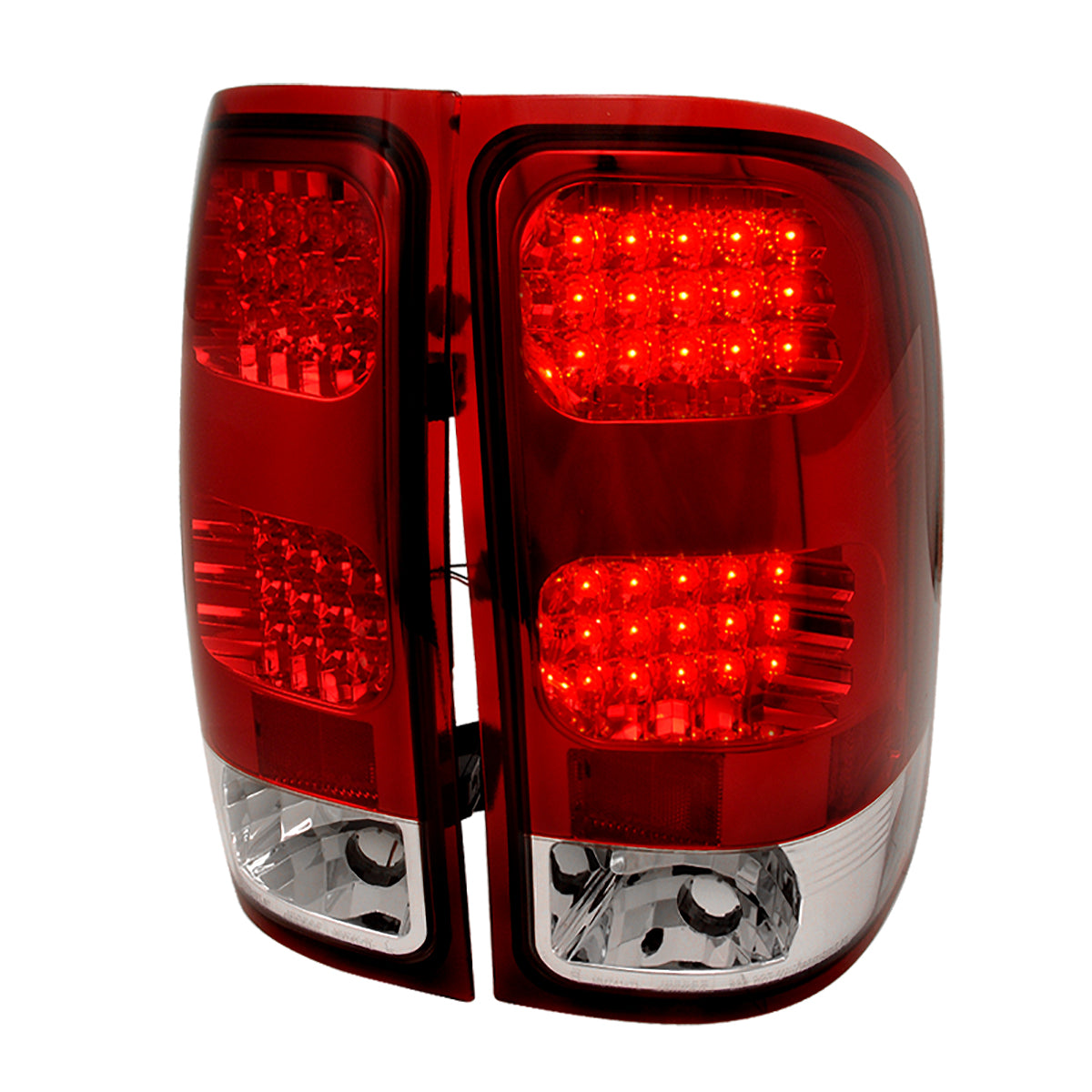 2007-2014 GMC Sierra LED Tail Lights (Chrome Housing/Red Clear Lens)