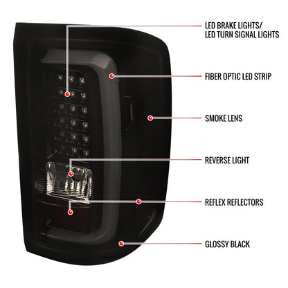 2014-2018 GMC Sierra 1500/2500HD/3500HD LED Tail Lights (Glossy Black Housing/Smoked Lens)
