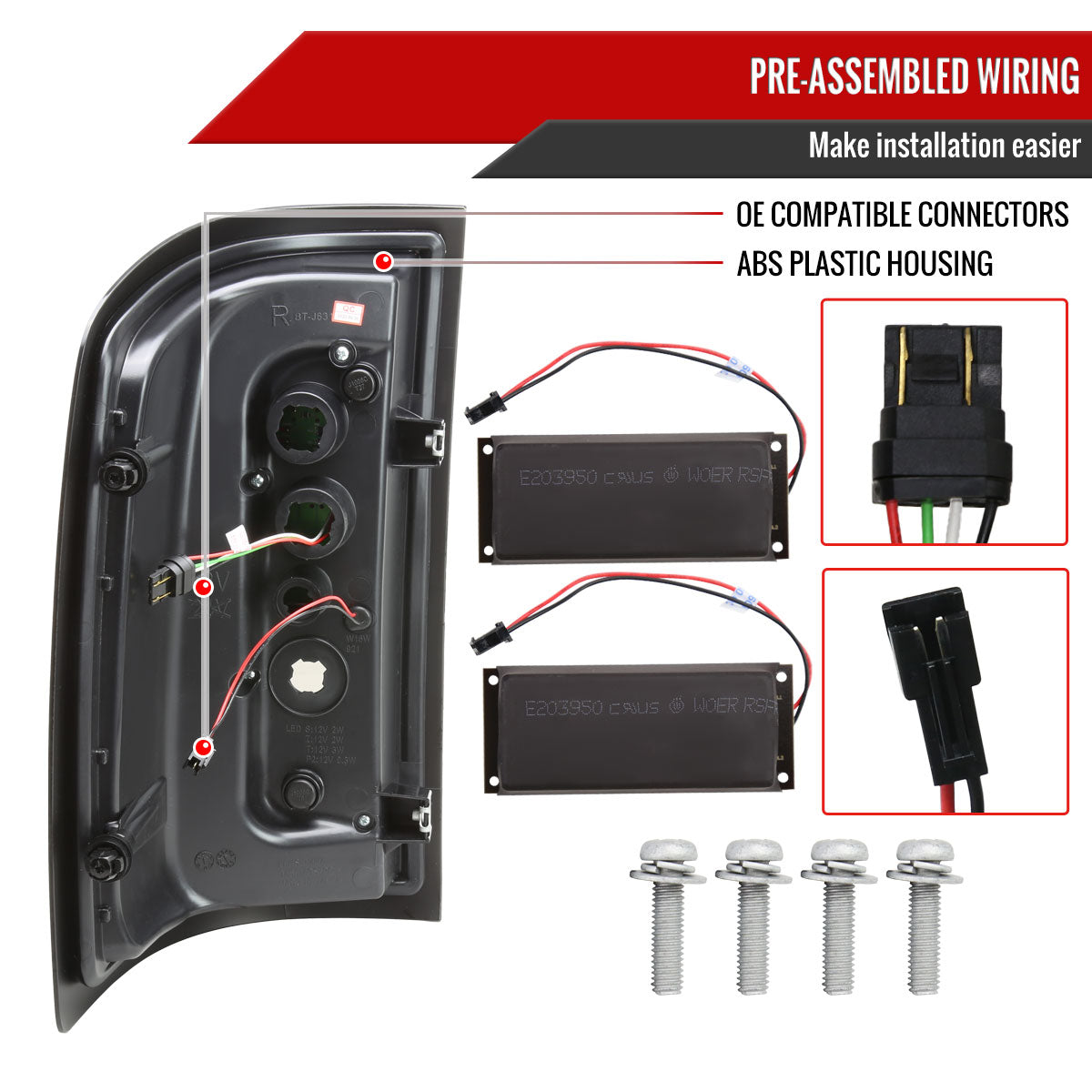 2014-2018 GMC Sierra 1500/2500HD/3500HD V2 LED Tail Lights (Matte Black Housing/Clear Lens)