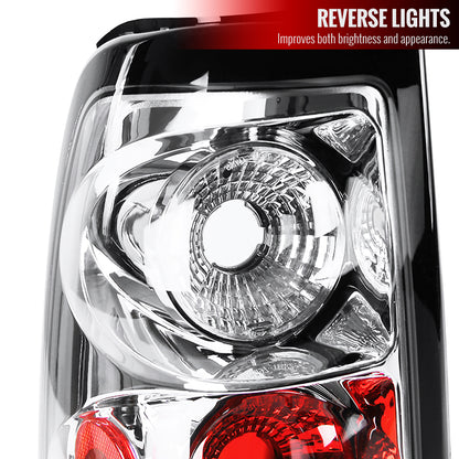 2003-2006 Chevrolet Silverado Tail Lights (Chrome Housing/Clear Lens)