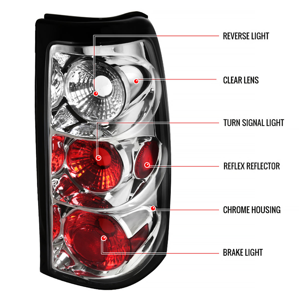 2003-2006 Chevrolet Silverado Tail Lights (Chrome Housing/Clear Lens)