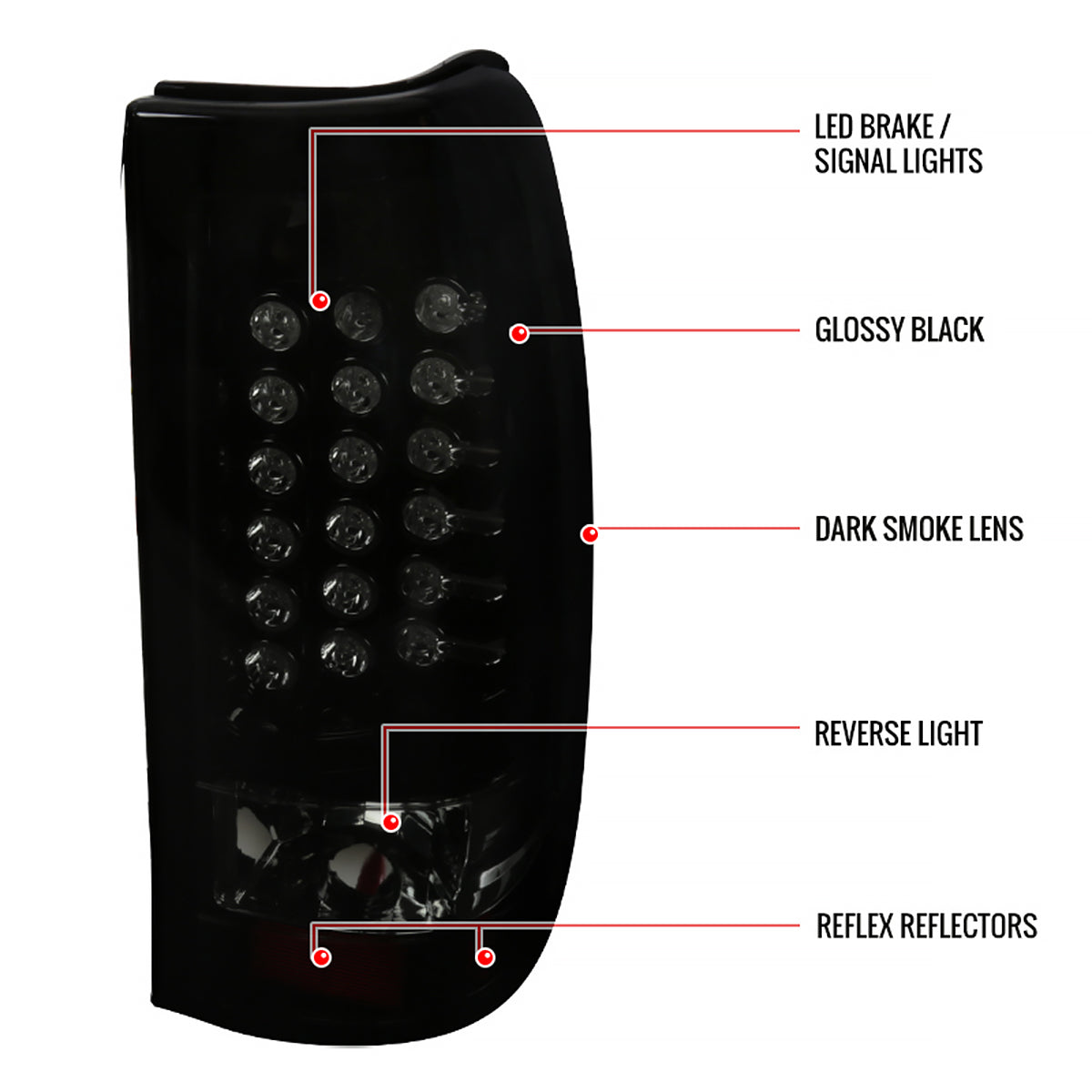 2003-2006 Chevrolet Silverado LED Tail Lights (Glossy Black Housing/Smoked Lens)