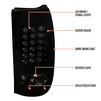 2003-2006 Chevrolet Silverado LED Tail Lights (Glossy Black Housing/Smoked Lens)