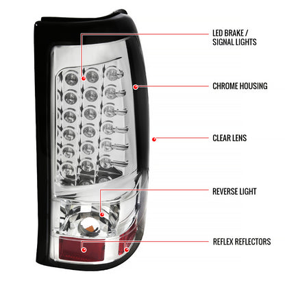 2003-2006 Chevrolet Silverado LED Tail Lights (Chrome Housing/Clear Lens)