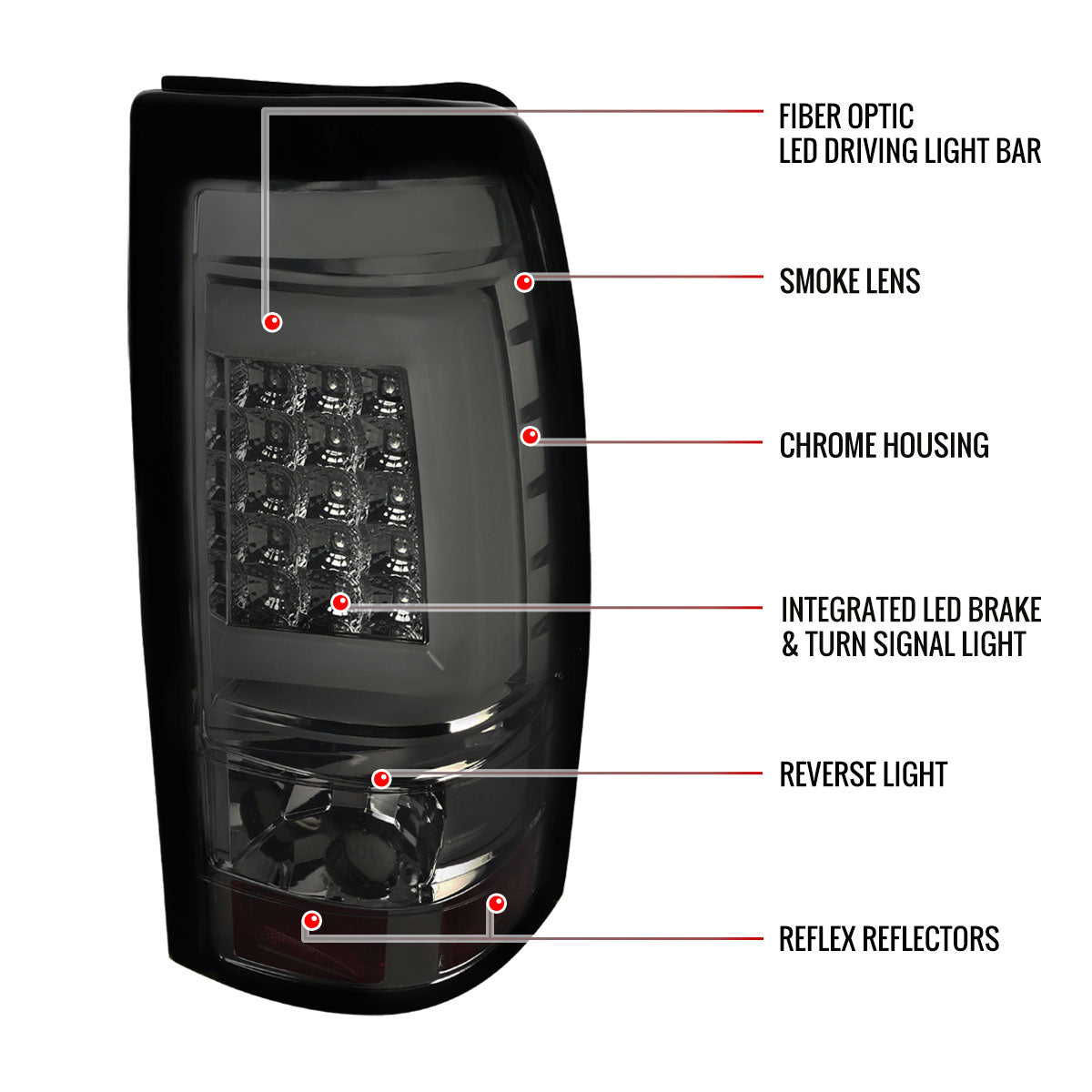2003-2006 Chevrolet Silverado LED Tail Lights - G2 (Chrome Housing/Smoked Lens)