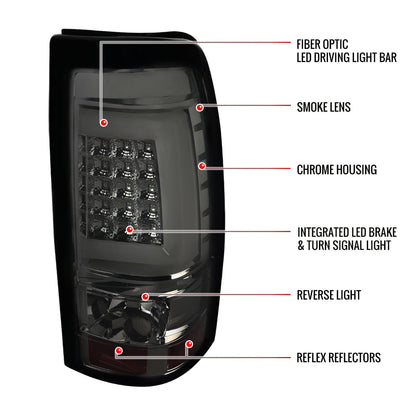 2003-2006 Chevrolet Silverado LED Tail Lights - G2 (Chrome Housing/Smoked Lens)