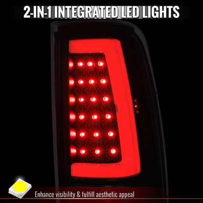 2003-2006 Chevrolet Silverado 1500 2500 3500 LED C-Bar Tail Lights (Black Housing / Clear Lens)