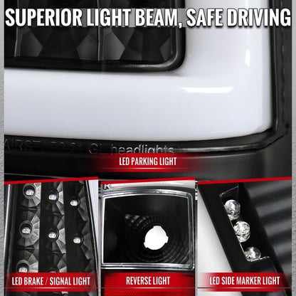 2003-2006 Chevrolet Silverado 1500 2500 3500 LED C-Bar Tail Lights (Black Housing / Clear Lens)