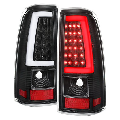 2003-2006 Chevrolet Silverado 1500 2500 3500 LED C-Bar Tail Lights (Black Housing / Clear Lens)