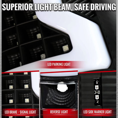 2003-2006 Chevrolet Silverado 1500 2500 3500 LED Bar Tail Lights (Black Housing / Clear Lens)