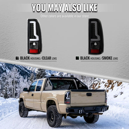 2003-2006 Chevrolet Silverado 1500 2500 3500 LED Bar Tail Lights (Black Housing / Clear Lens)