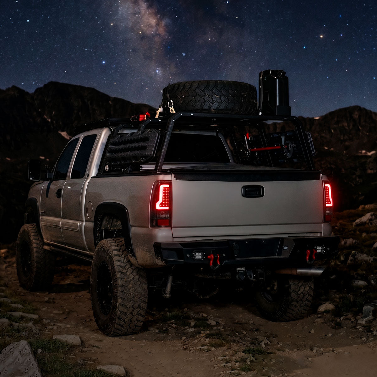 2003-2006 Chevrolet Silverado 1500 2500 3500 LED Bar Tail Lights (Black Housing / Clear Lens)