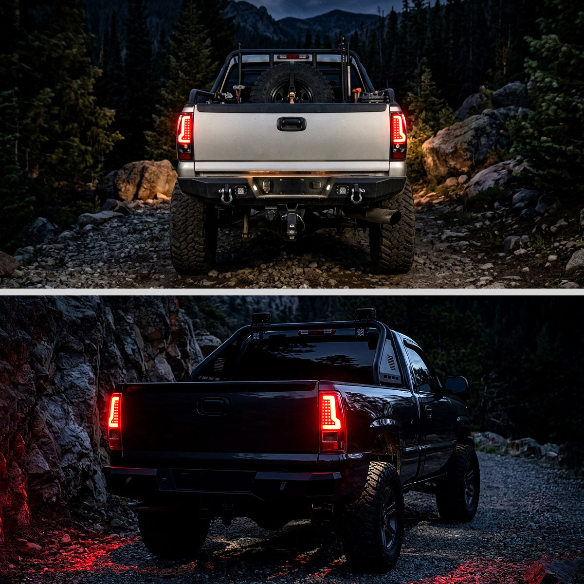 2003-2006 Chevrolet Silverado 1500 2500 3500 LED Bar Tail Lights (Black Housing / Clear Lens)