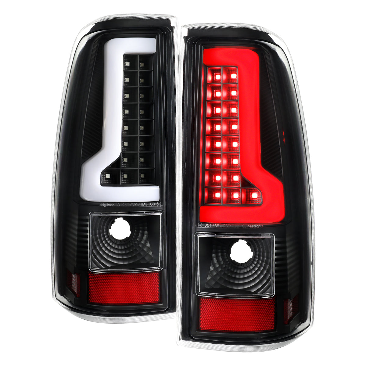 2003-2006 Chevrolet Silverado 1500 2500 3500 LED Bar Tail Lights (Black Housing / Clear Lens)