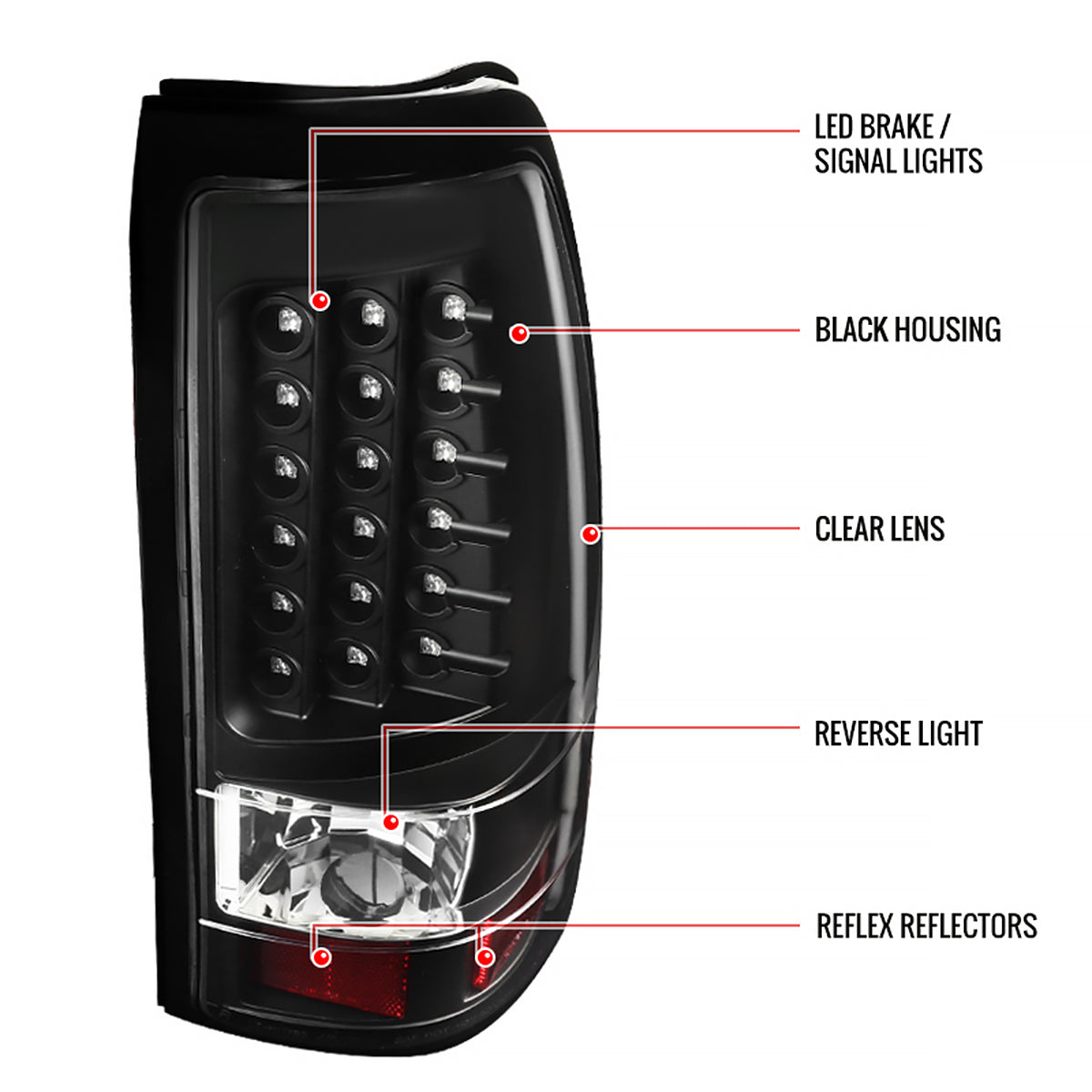 2003-2006 Chevrolet Silverado V2 LED Tail Lights (Matte Black Housing/Clear Lens)
