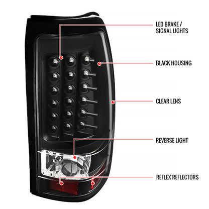 2003-2006 Chevrolet Silverado V2 LED Tail Lights (Matte Black Housing/Clear Lens)