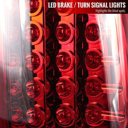 2003-2006 Chevrolet Silverado LED Tail Lights (Chrome Housing/Red Clear Lens)