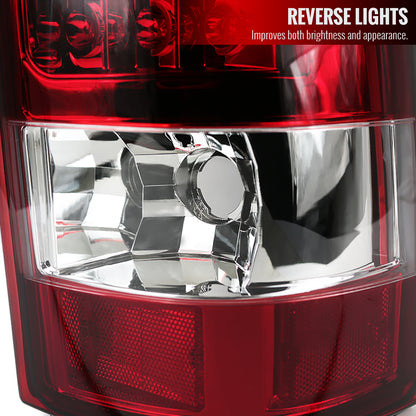 2003-2006 Chevrolet Silverado LED Tail Lights (Chrome Housing/Red Clear Lens)
