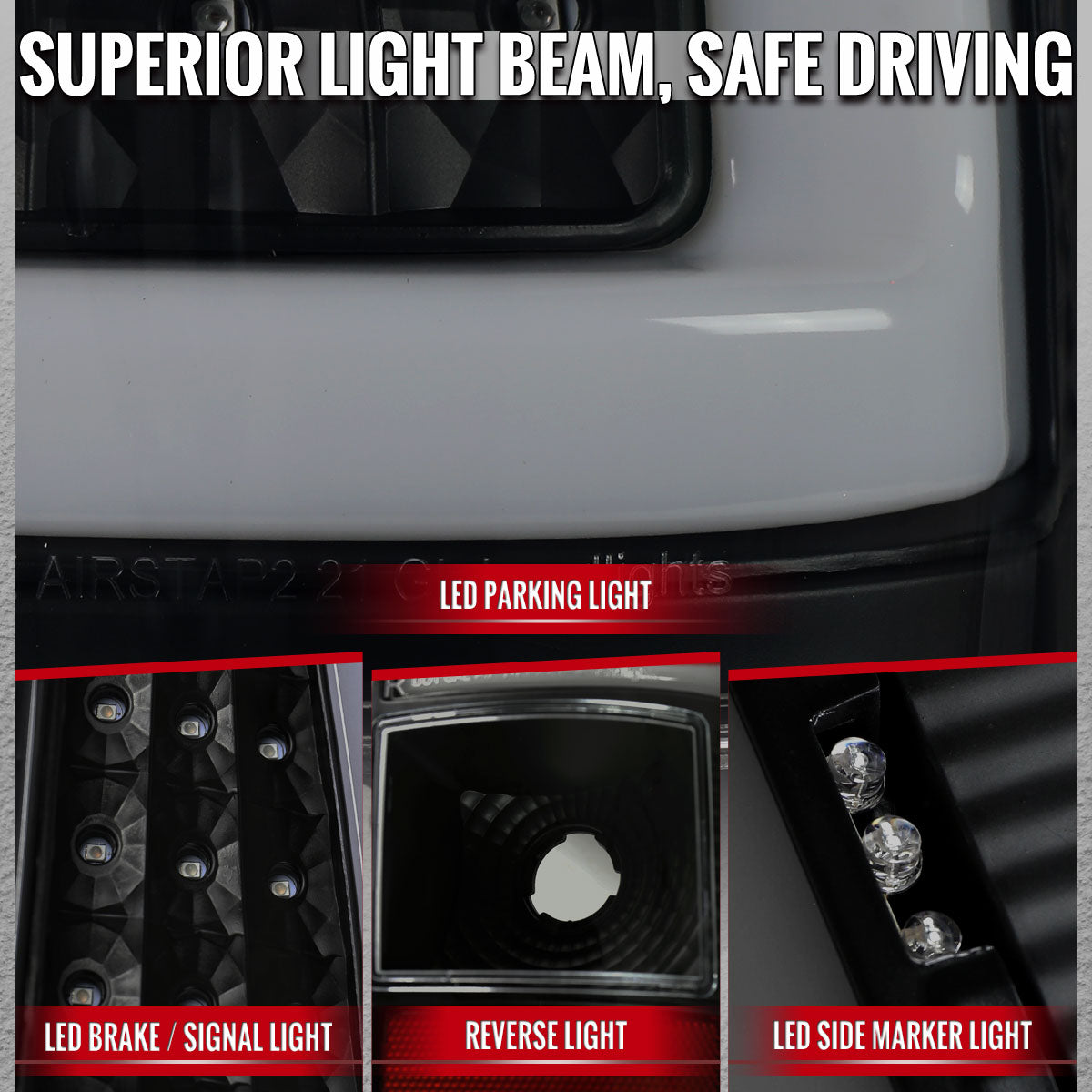 2003-2006 Chevrolet Silverado 1500 2500 3500 LED C-Bar Tail Lights (Black Housing / Smoked Lens)
