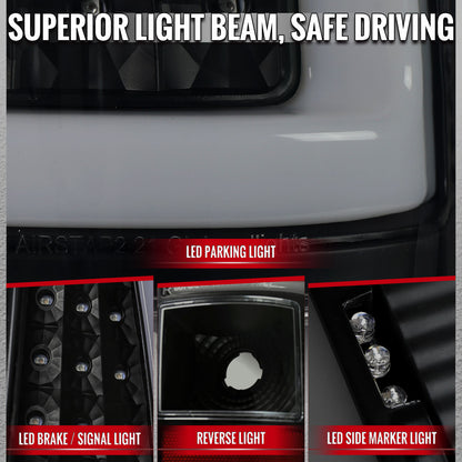 2003-2006 Chevrolet Silverado 1500 2500 3500 LED C-Bar Tail Lights (Black Housing / Smoked Lens)