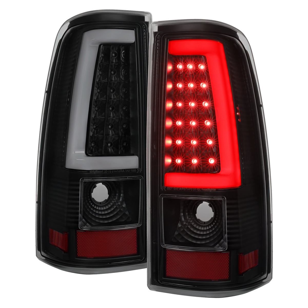 2003-2006 Chevrolet Silverado 1500 2500 3500 LED C-Bar Tail Lights (Black Housing / Smoked Lens)