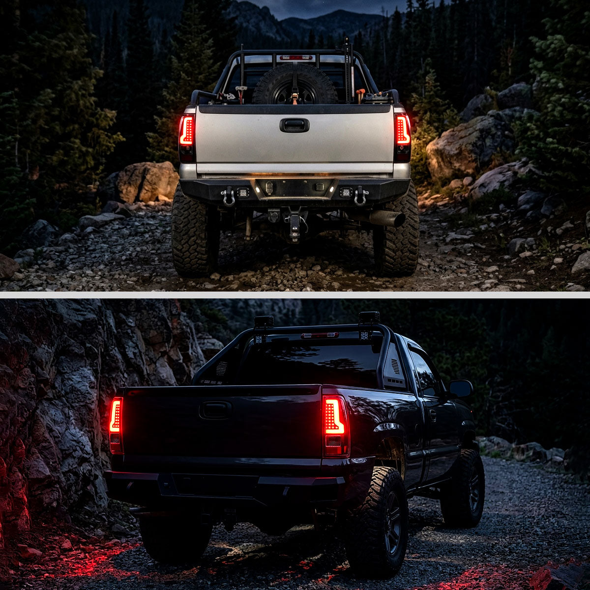 2003-2006 Chevrolet Silverado 1500 2500 3500 LED Bar Tail Lights (Black Housing / Smoked Lens)