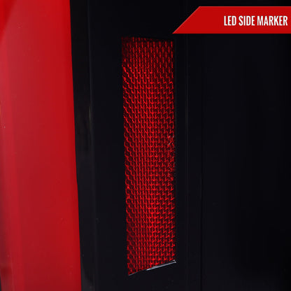 2007-2013 Chevrolet Silverado 1500/ 2007-2014 Silverado 2500HD/3500HD LED Tail Lights with Red LED Bar (Jet Black Housing/Clear Lens)