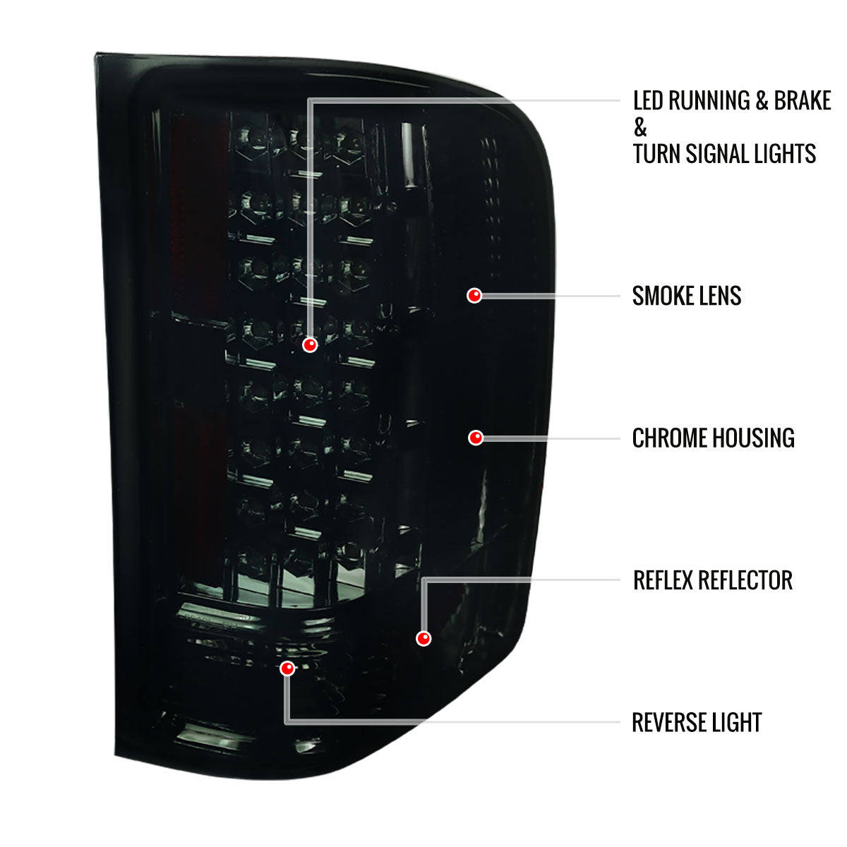 2007-2014 Chevrolet Silverado LED Tail Lights - OZ (Chrome Housing/Smoked Lens)