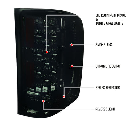 2007-2014 Chevrolet Silverado LED Tail Lights - OZ (Chrome Housing/Smoked Lens)