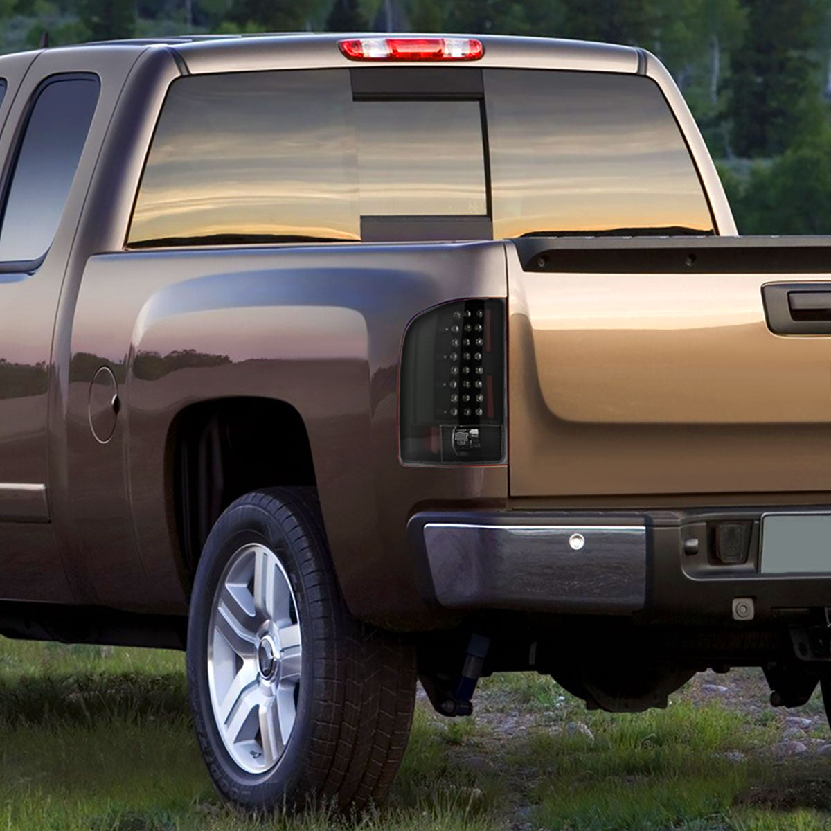 2007-2014 Chevrolet Silverado LED Tail Lights - OZ (Matte Black Housing/Clear Lens)