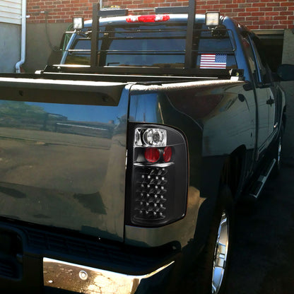 2007-2014 Chevrolet Silverado V2 LED Tail Lights (Matte Black Housing/Clear Lens)