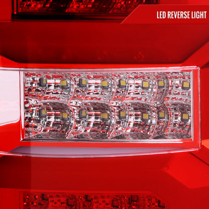 2007-2013 Chevrolet Silverado 1500/ 2007-2014 Silverado 2500HD/3500HD LED Tail Lights with LED Bar (Chrome Housing/Red Clear Lens)