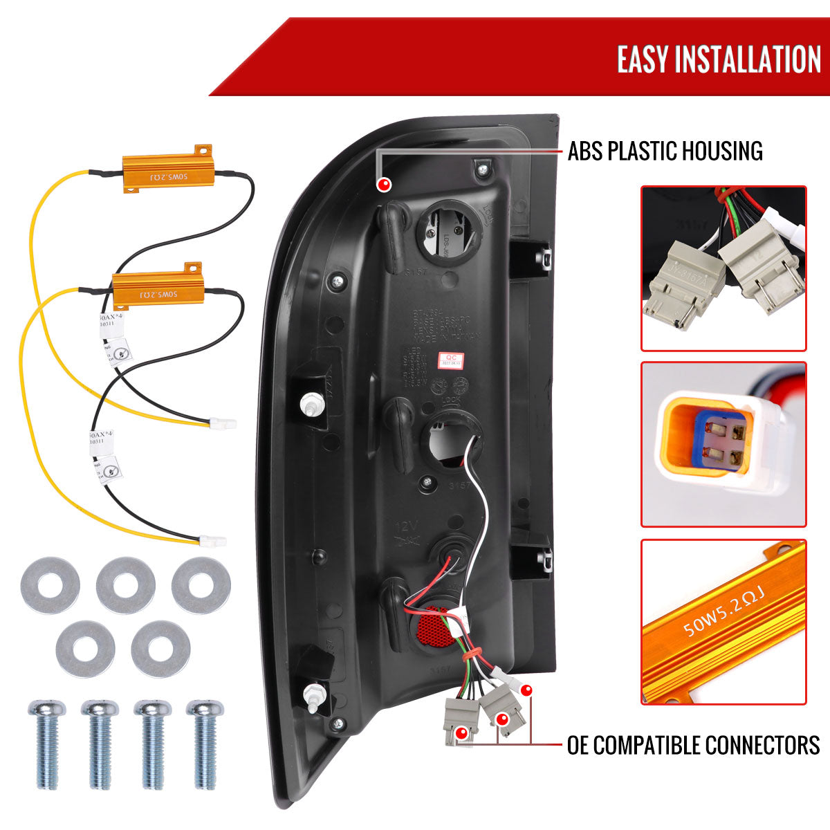 2007-2013 Chevrolet Silverado 1500/ 2007-2014 Silverado 2500HD/3500HD LED Tail Lights with LED Bar (Chrome Housing/Red Clear Lens)