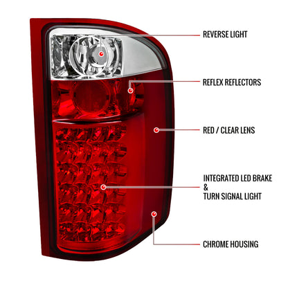 2007-2014 Chevrolet Silverado LED Tail Lights (Chrome Housing/Red Lens)