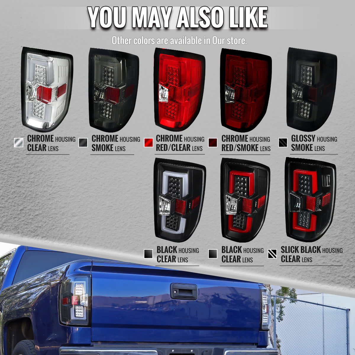 2014-2017 Chevrolet Silverado/ GMC Sierra 3500HD V2 LED Tail Lights (Chrome Housing/Clear Lens)