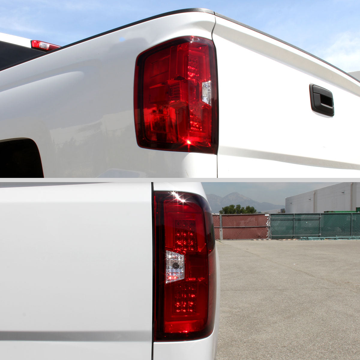 2014-2019 Chevrolet Silverado 1500/ 2015-2019 Silverado 2500HD 3500HD GMC Sierra 3500HD LED Tail Lights (Chrome Housing/Red Lens)