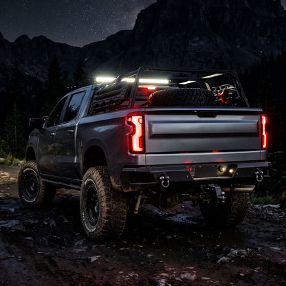 2019-2026 Chevrolet Silverado 1500 / 2020-2023 Silverado 2500HD/3500HD Full LED Switchback Sequential Tail Lights (Glossy Black Housing / Smoked Lens)