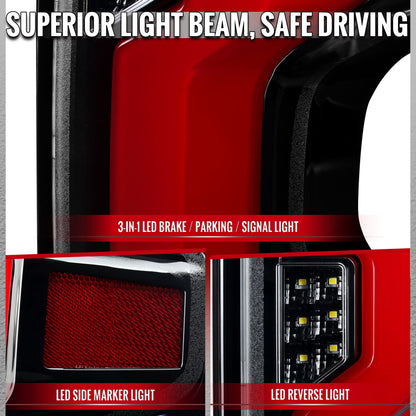 2019-2026 Chevrolet Silverado 1500 / 2020-2023 Silverado 2500HD/3500HD Full LED Switchback Sequential Tail Lights (Jet Black Housing / Clear Lens)