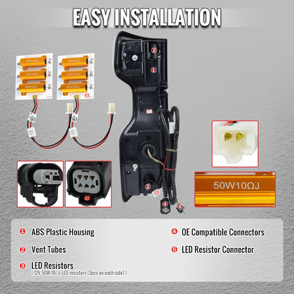 2019-2026 Chevrolet Silverado 1500 / 2020-2023 Silverado 2500HD/3500HD Full LED Switchback Sequential Tail Lights (Jet Black Housing / Clear Lens)