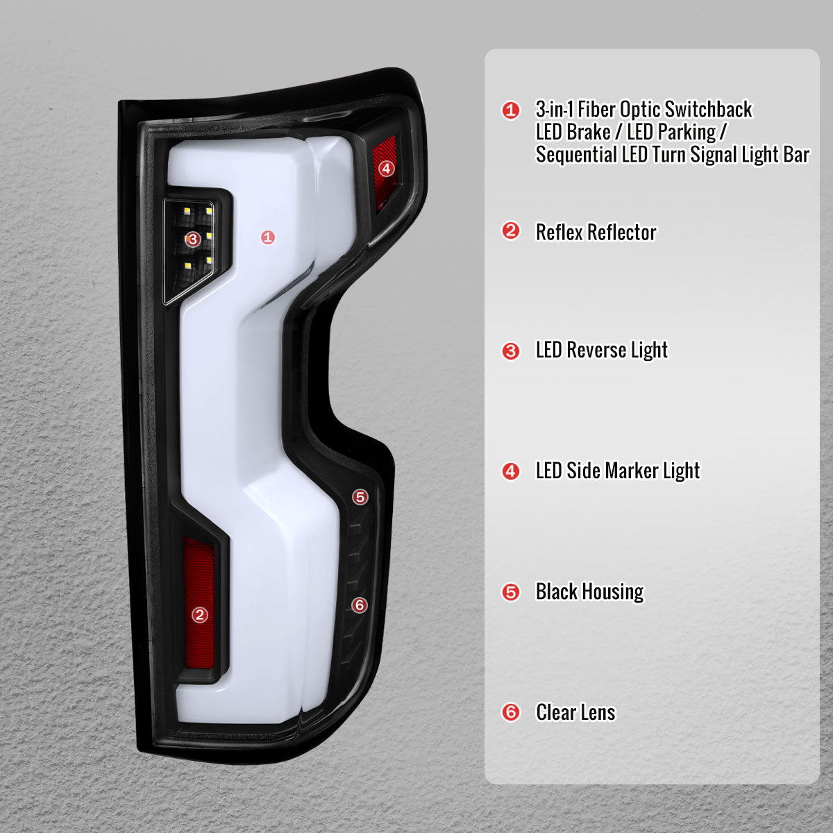 2019-2026 Chevrolet Silverado 1500 / 2020-2023 Silverado 2500HD/3500HD Full LED Switchback Sequential Tail Lights  (Black Housing / Clear Lens)