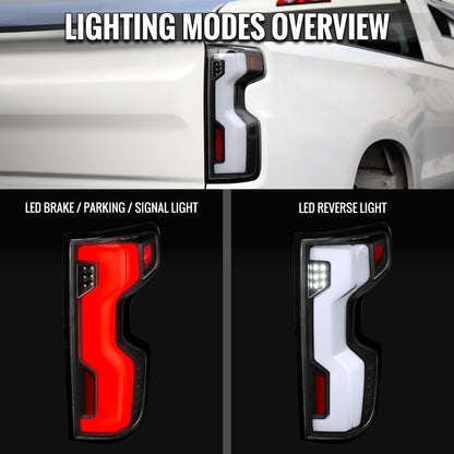 2019-2026 Chevrolet Silverado 1500 / 2020-2023 Silverado 2500HD/3500HD Full LED Switchback Sequential Tail Lights  (Black Housing / Clear Lens)