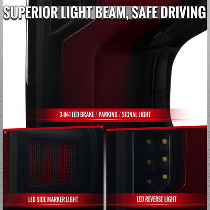 2019-2026 Chevrolet Silverado 1500 / 2020-2023 Silverado 2500HD/3500HD Full LED Switchback Sequential Tail Lights (Black Housing / Smoked Lens)