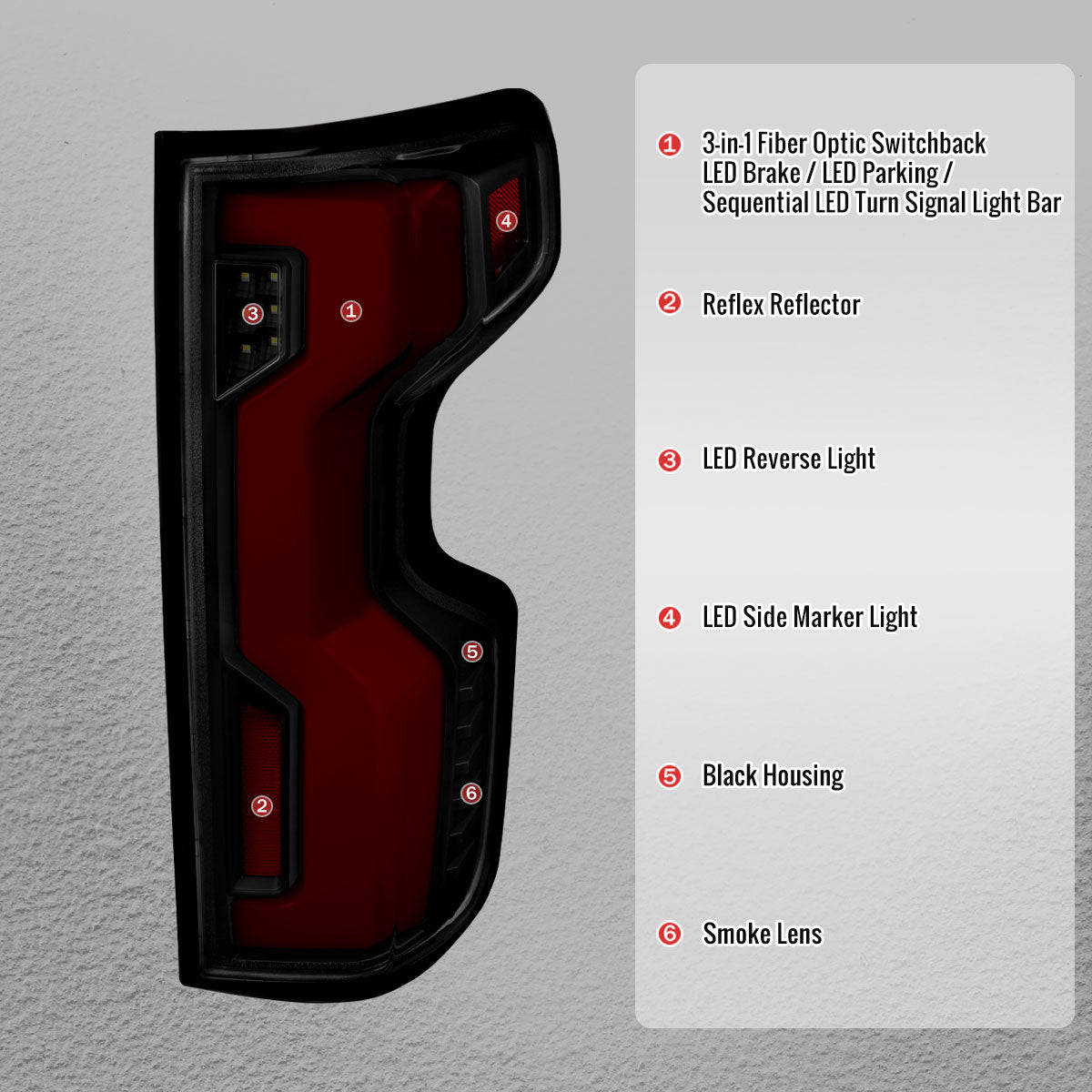 2019-2026 Chevrolet Silverado 1500 / 2020-2023 Silverado 2500HD/3500HD Full LED Switchback Sequential Tail Lights (Black Housing / Smoked Lens)
