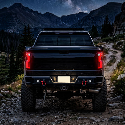 2019-2026 Chevrolet Silverado 1500 / 2020-2023 Silverado 2500HD/3500HD Full LED Switchback Sequential Tail Lights (Black Housing / Smoked Lens)