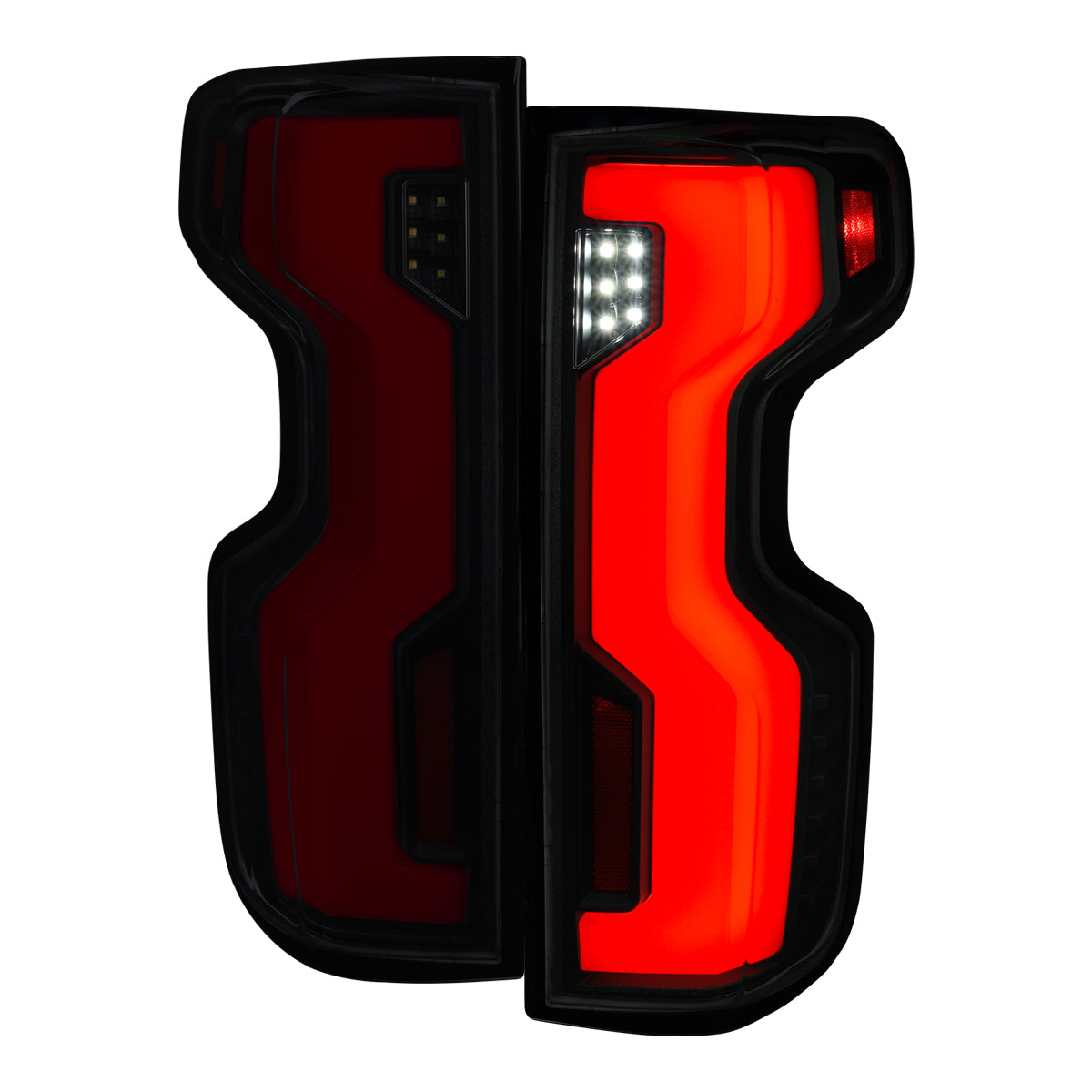 2019-2026 Chevrolet Silverado 1500 / 2020-2023 Silverado 2500HD/3500HD Full LED Switchback Sequential Tail Lights (Black Housing / Smoked Lens)